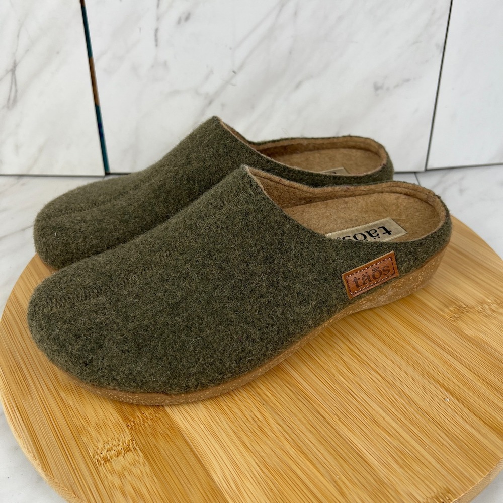 Taos Footwear Woolness Clog Womens Size 9 [39 EU0 Olive Green Slip On Clogs Shoe - Picture 3 of 9